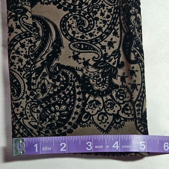 Signature Studio Taupe Black Flocked Velvet Elastic Waist Stretch Leggings Pants - Picture 11 of 12